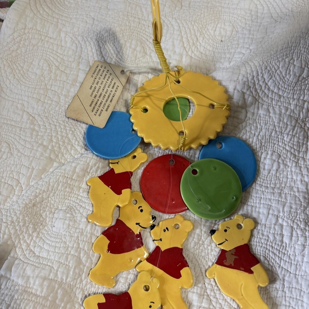 VTG Winnie The Pooh Ceramic Windchime Mobile Handcrafted Kiln Fired Disney Style